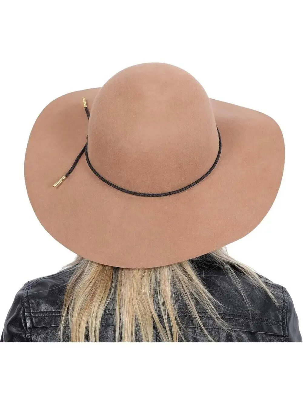 Women's Large Floppy Hat Chic Beachy Sun Hat Panama Belt Wool Classy Wide Fedora
